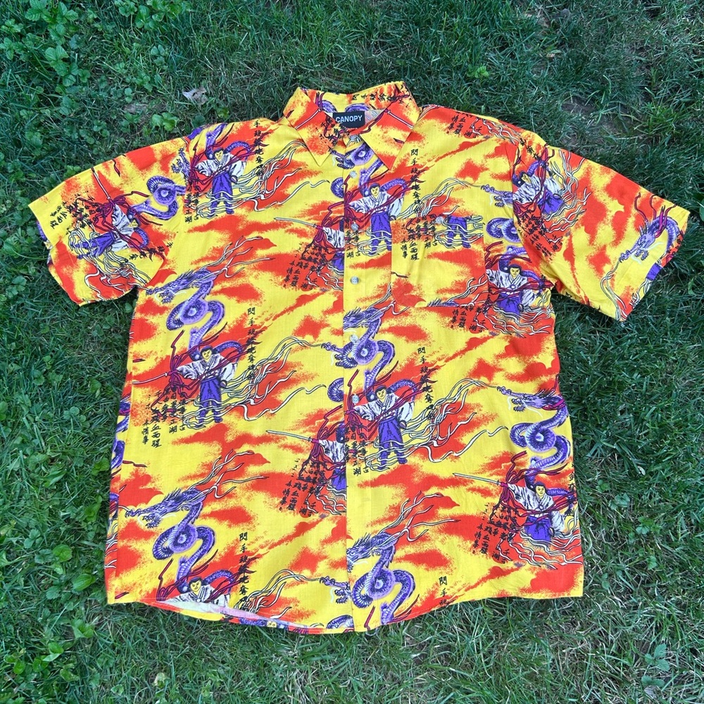 Y2K Samurai Button Down Rayon Shirt